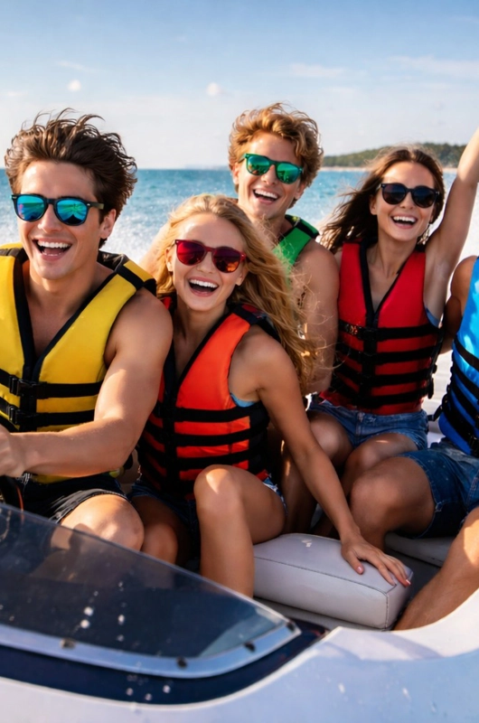 5 unge som sejler speedbåd 